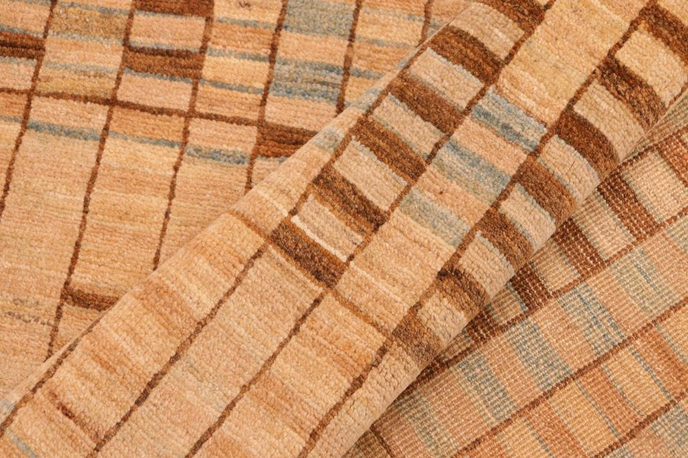 handmade Modern Kafkaz Tan Brown Hand Knotted RECTANGLE 100% WOOL area rug 6 X9 