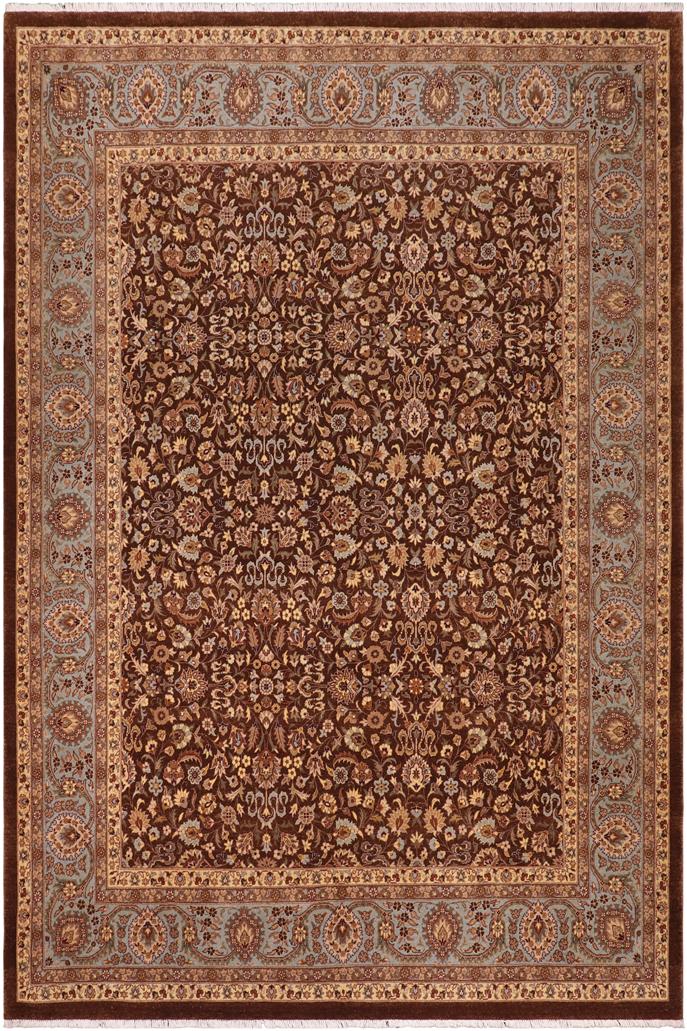 handmade Traditional  Brown Lt. Blue Hand Knotted RECTANGLE 100% WOOL area rug 8'X10'