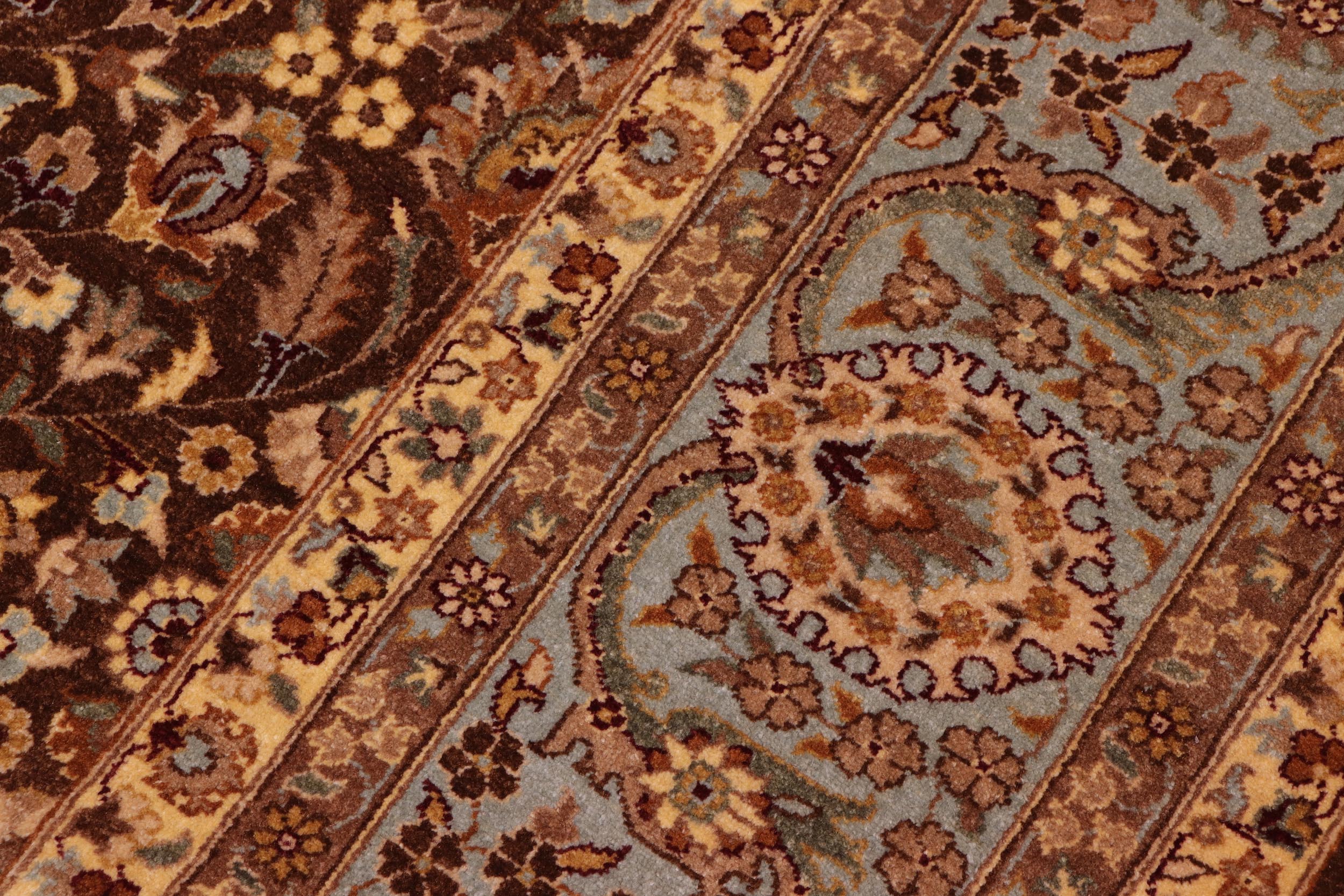 handmade Traditional  Brown Lt. Blue Hand Knotted RECTANGLE 100% WOOL area rug 8' x 10'