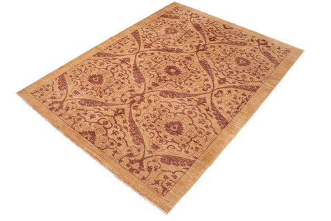 handmade Modern Kafkaz Gold Brown Hand Knotted RECTANGLE 100% WOOL area rug 6' x 9'