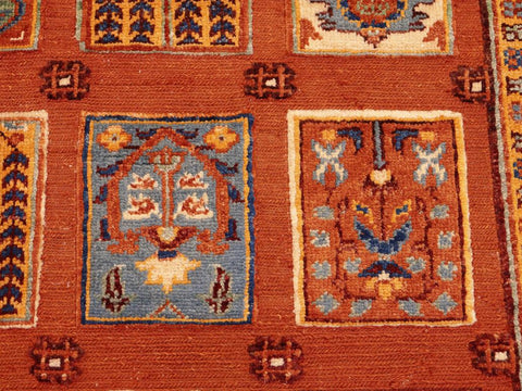 handmade Geometric Berjusta Rust Ivory Hand Knotted RECTANGLE 100% WOOL area rug 6x9