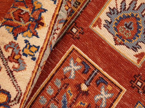 handmade Geometric Berjusta Rust Ivory Hand Knotted RECTANGLE 100% WOOL area rug 6x9
