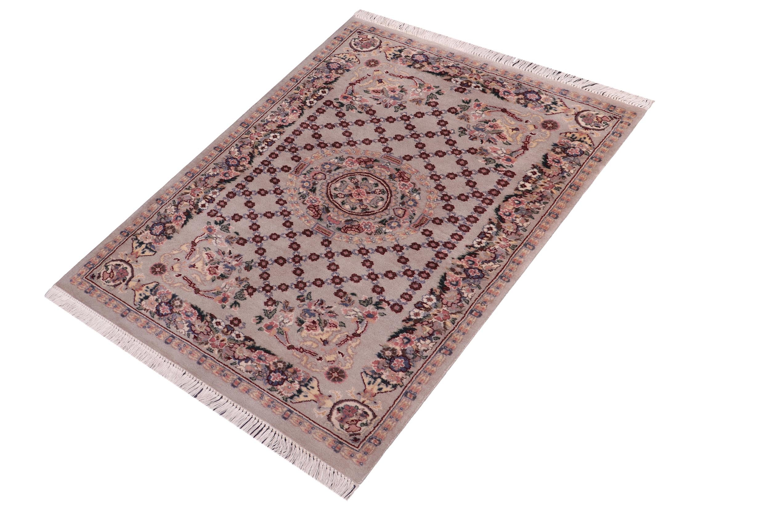 handmade Traditional  Gray Blue Hand Knotted RECTANGLE 100% WOOL area rug 3x4