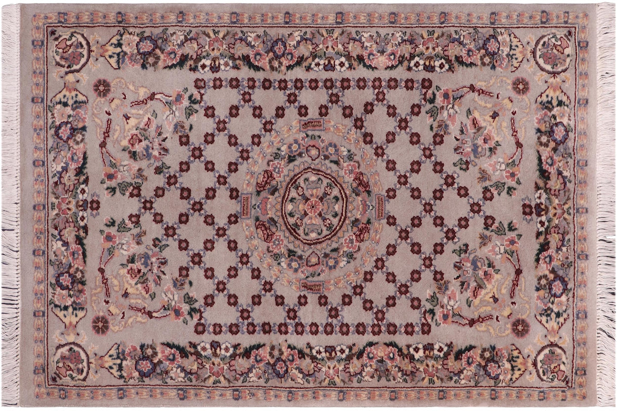 handmade Traditional  Gray Blue Hand Knotted RECTANGLE 100% WOOL area rug 3x4