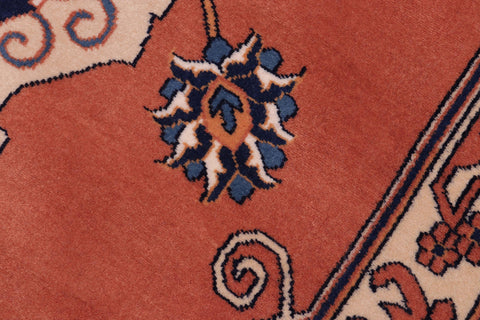 handmade Geometric Kargahi Rose Lt. Brown Hand Knotted SQUARE 100% WOOL area rug 7x7