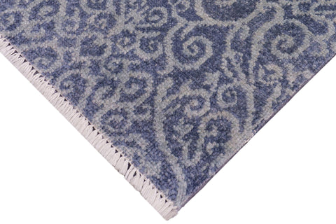 handmade Transitional Modern Blue Ivory Hand Knotted RECTANGLE 100% WOOL area rug 2' x 2'