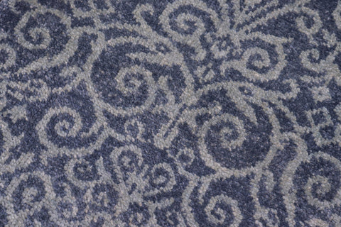 handmade Transitional Modern Blue Ivory Hand Knotted RECTANGLE 100% WOOL area rug 2' x 2'