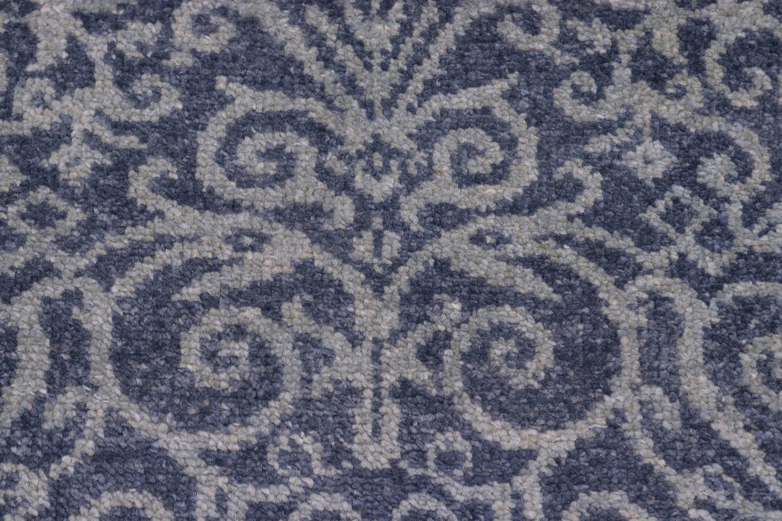 handmade Transitional Modern Blue Ivory Hand Knotted RECTANGLE 100% WOOL area rug 2' x 2'