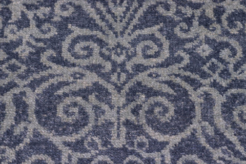 handmade Transitional Modern Blue Ivory Hand Knotted RECTANGLE 100% WOOL area rug 2' x 2'