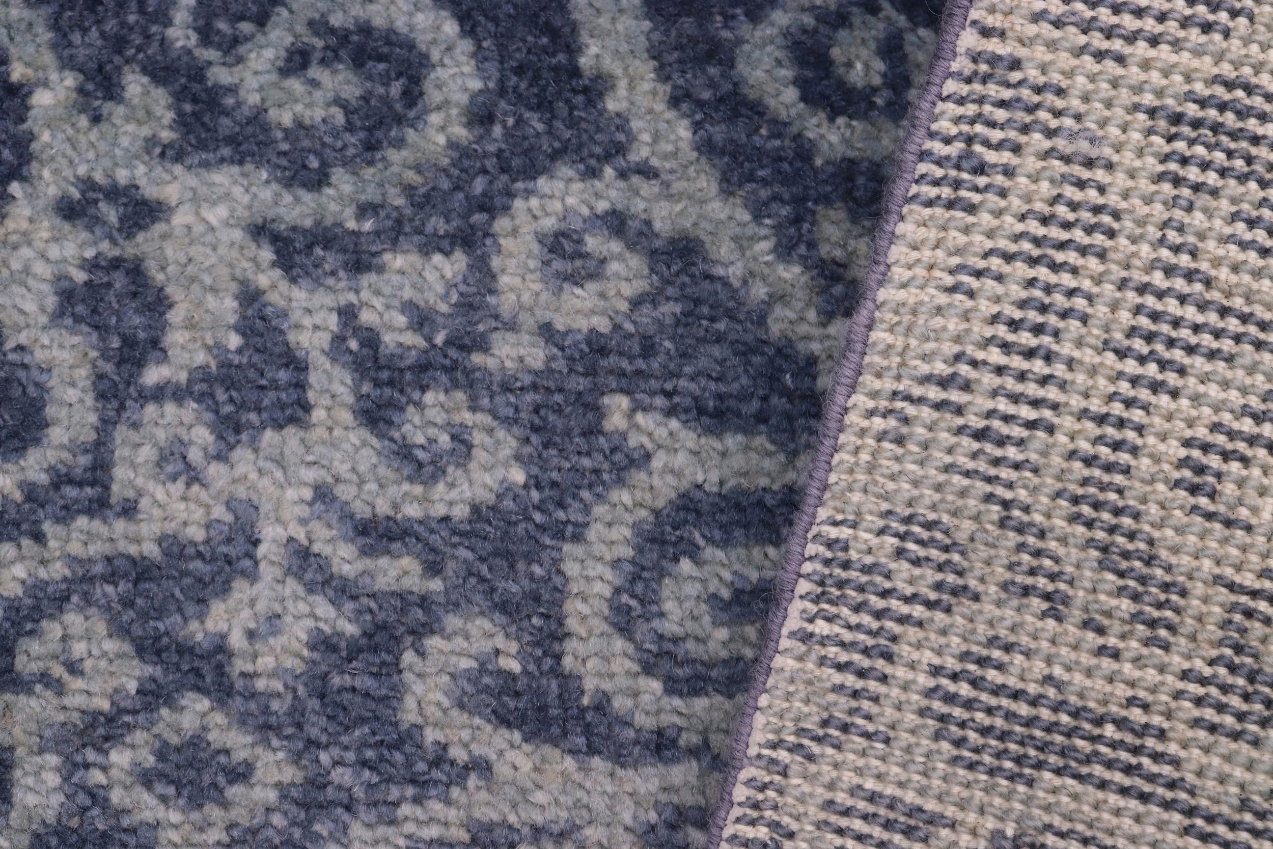 handmade Transitional Modern Blue Ivory Hand Knotted RECTANGLE 100% WOOL area rug 2' x 2'