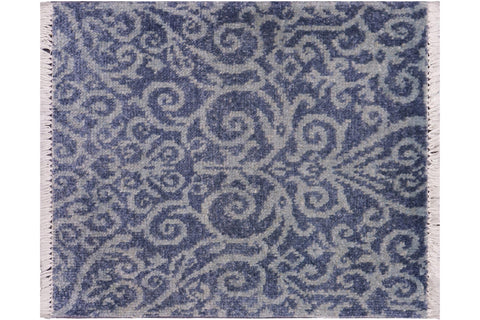 handmade Transitional Modern Blue Ivory Hand Knotted RECTANGLE 100% WOOL area rug 2' x 2'