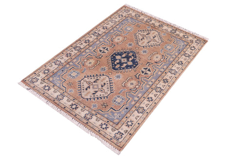 handmade Traditional Kafkaz Brown Ivory Hand Knotted RECTANGLE 100% WOOL area rug 2' x 3'