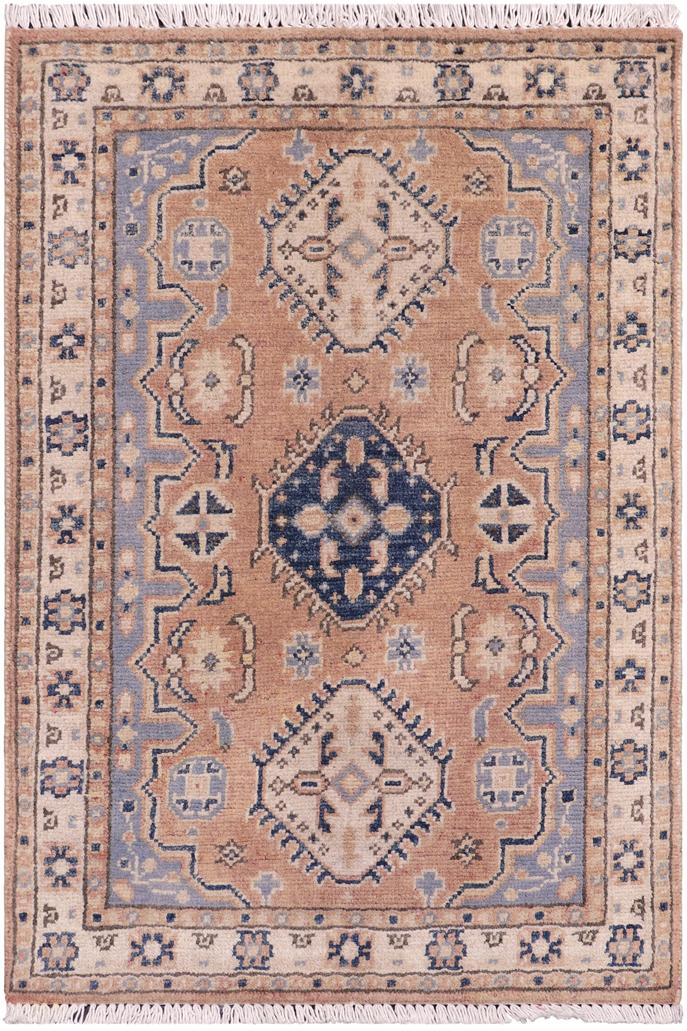 handmade Traditional Kafkaz Brown Ivory Hand Knotted RECTANGLE 100% WOOL area rug 2X3