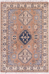 handmade Traditional Kafkaz Brown Ivory Hand Knotted RECTANGLE 100% WOOL area rug 2X3