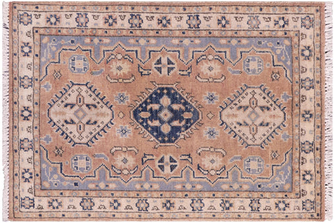handmade Traditional Kafkaz Brown Ivory Hand Knotted RECTANGLE 100% WOOL area rug 2' x 3'