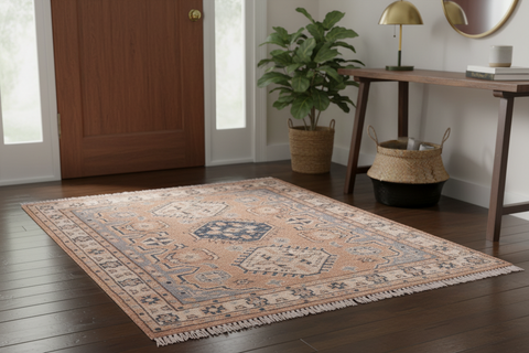 handmade Traditional Kafkaz Brown Ivory Hand Knotted RECTANGLE 100% WOOL area rug 2' x 3'