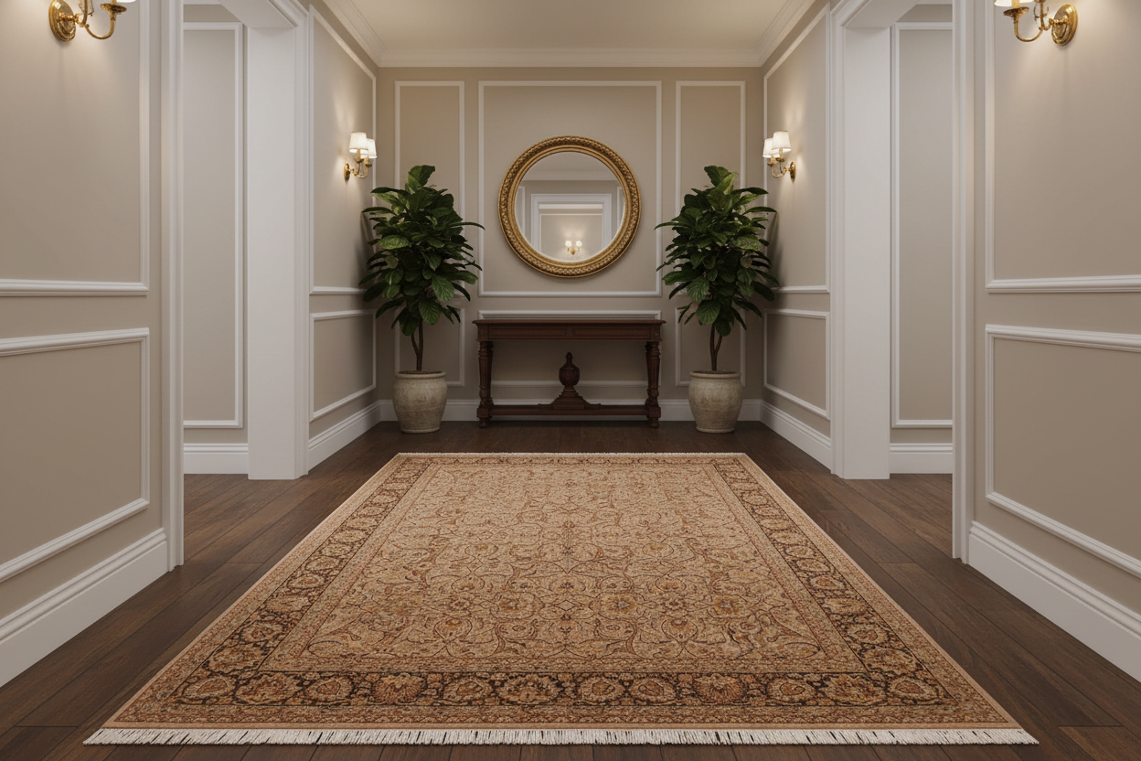 handmade Transitional Persian Taupe Brown Hand Knotted RECTANGLE 100% WOOL area rug 8x10