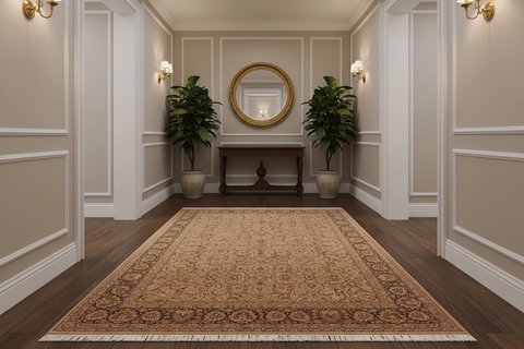 handmade Transitional Persian Taupe Brown Hand Knotted RECTANGLE 100% WOOL area rug 8x10