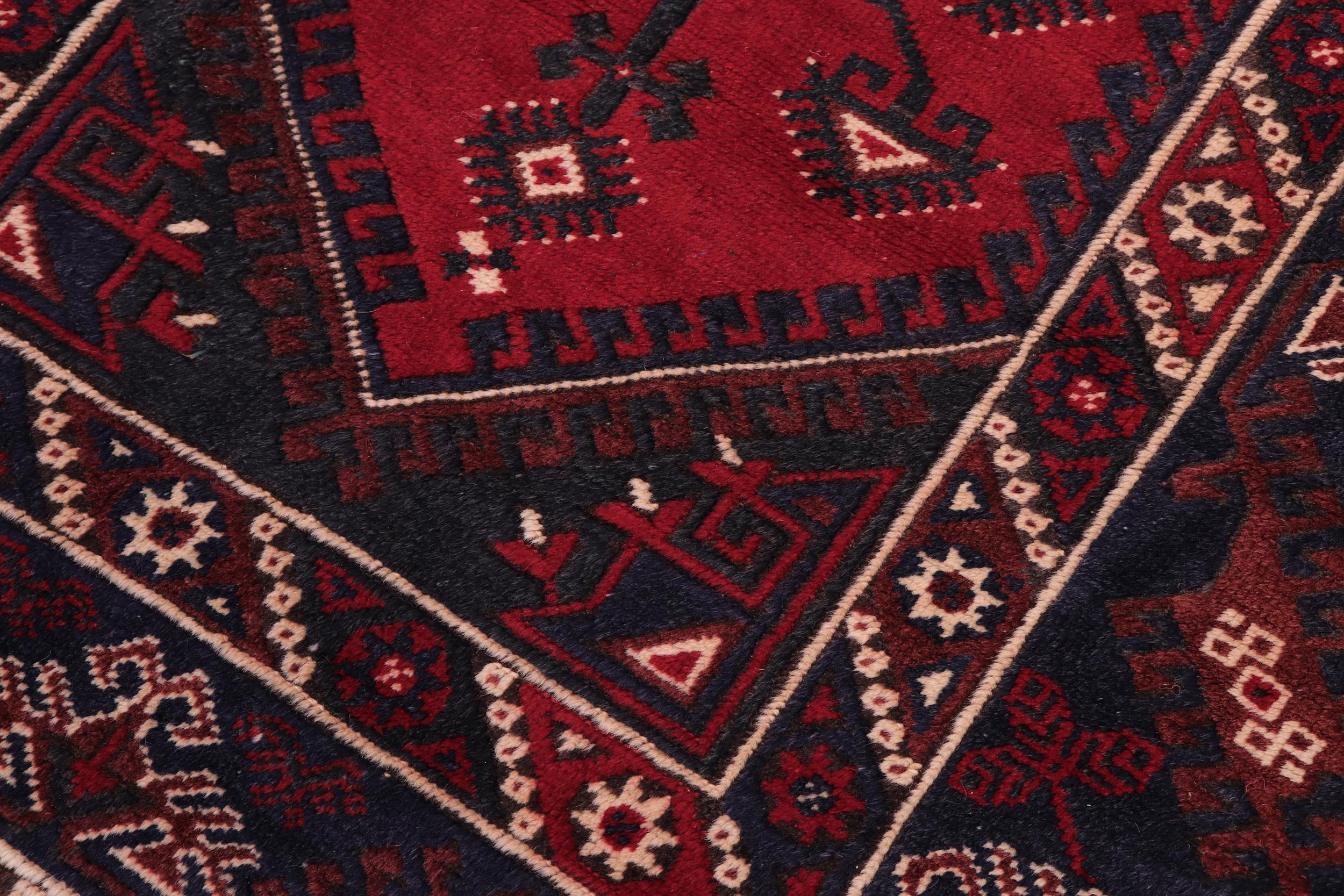 handmade Traditional Antique Sherwan Red Navy Hand Knotted RECTANGLE 100% WOOL area rug 4x7