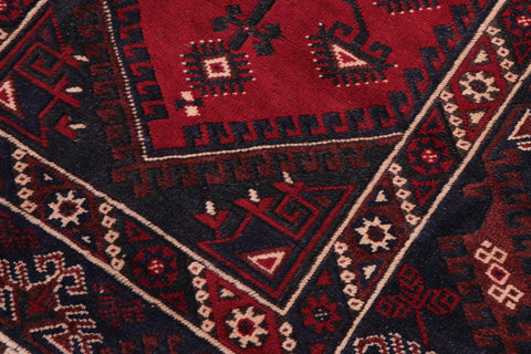handmade Traditional Antique Sherwan Red Navy Hand Knotted RECTANGLE 100% WOOL area rug 4x7