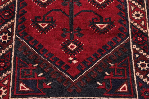 handmade Traditional Antique Sherwan Red Navy Hand Knotted RECTANGLE 100% WOOL area rug 4x7