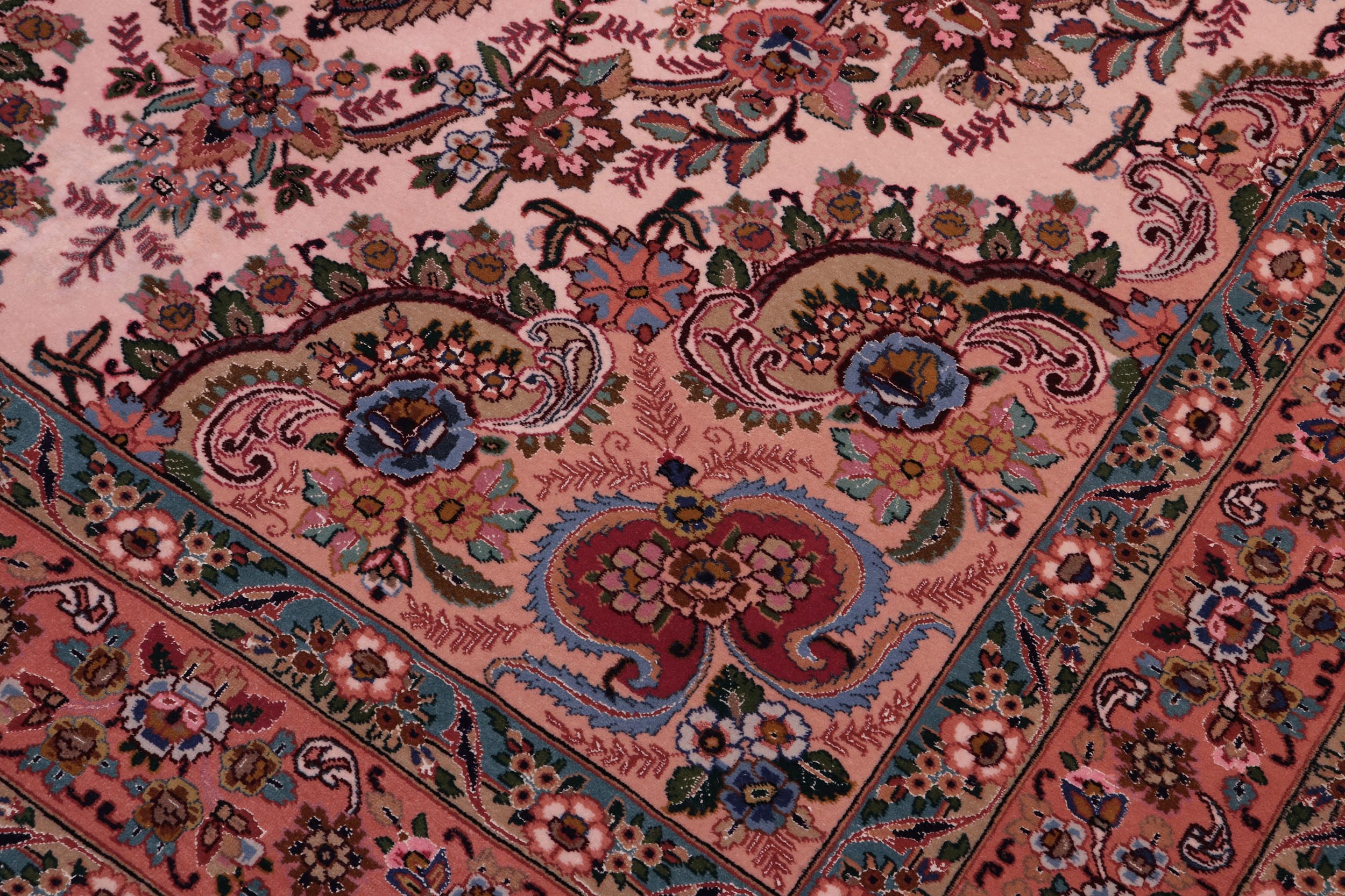 handmade Traditional Antique Tabriz Beige Salmon Hand Knotted RECTANGLE 100% WOOL area rug 5x7