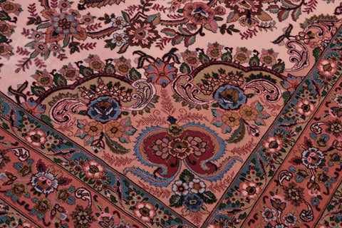 handmade Traditional Antique Tabriz Beige Salmon Hand Knotted RECTANGLE 100% WOOL area rug 5x7