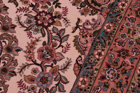 handmade Traditional Antique Tabriz Beige Salmon Hand Knotted RECTANGLE 100% WOOL area rug 5x7