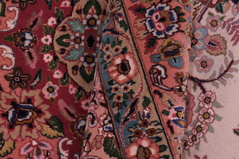 handmade Traditional Antique Tabriz Beige Salmon Hand Knotted RECTANGLE 100% WOOL area rug 5x7