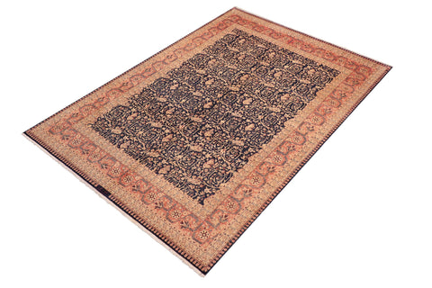 handmade Transitional Harriss Blue Rose Hand Knotted RECTANGLE 100% WOOL area rug 8 x 10