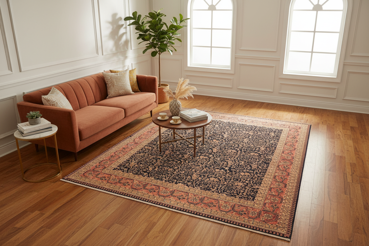 handmade Transitional Harriss Blue Rose Hand Knotted RECTANGLE 100% WOOL area rug 8 x 10