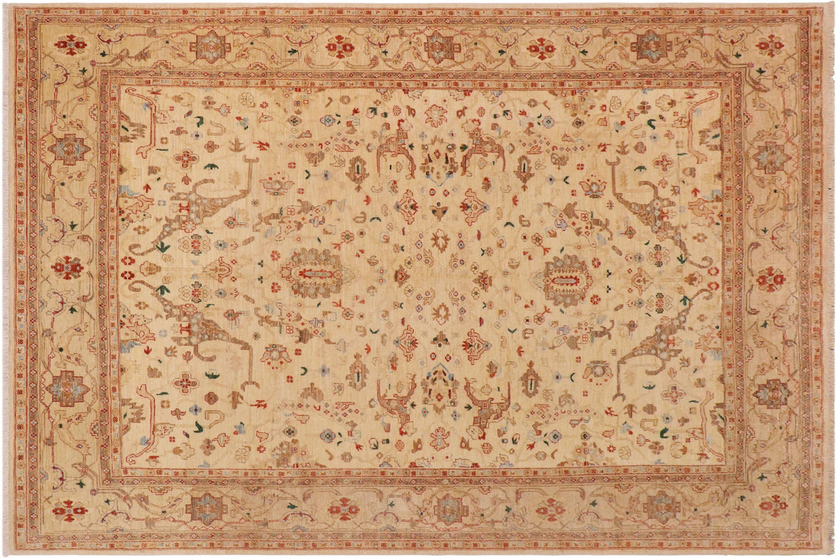 handmade Traditional Kafkaz Tan Blue Hand Knotted RECTANGLE 100% WOOL area rug 9x11