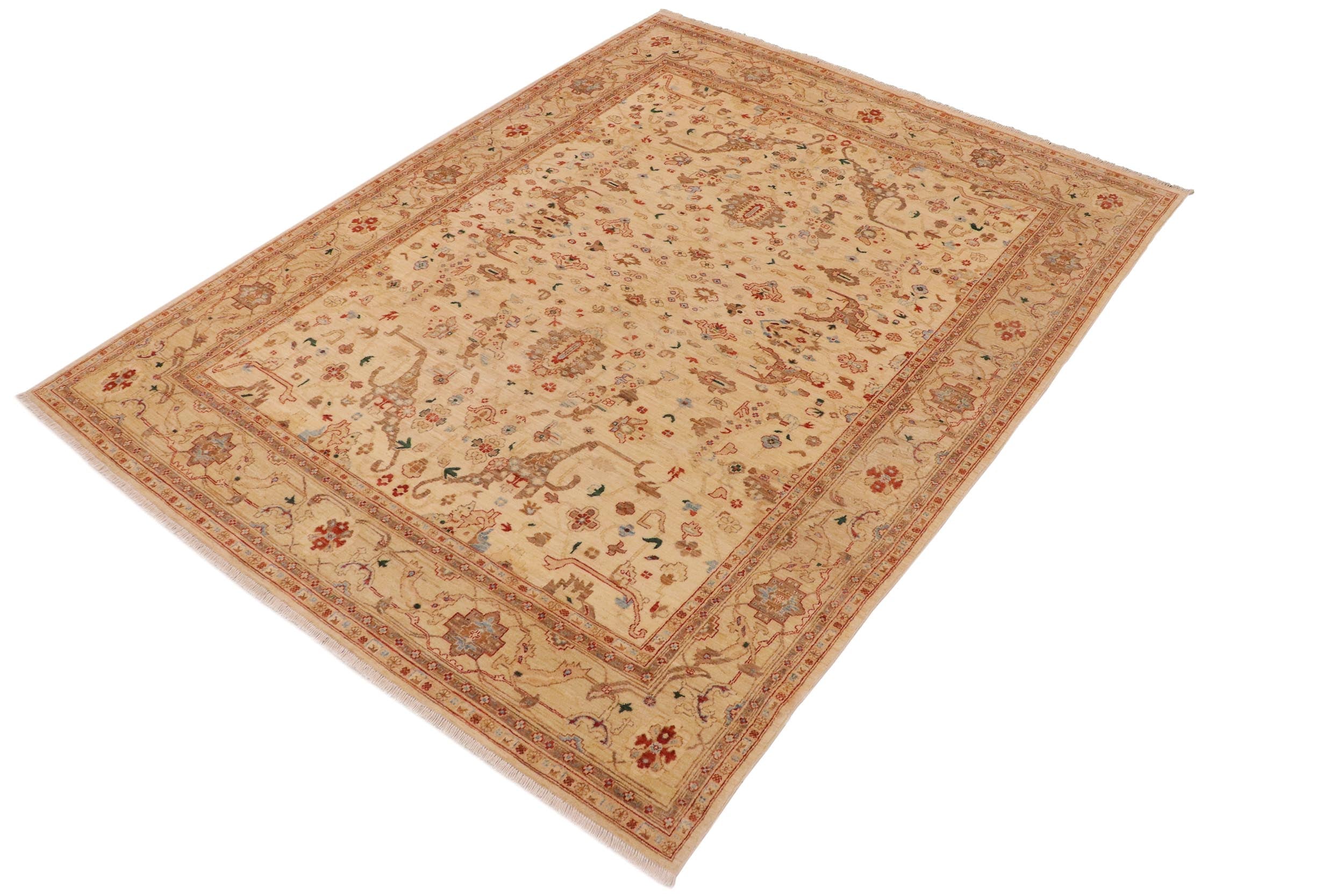 handmade Traditional Kafkaz Tan Blue Hand Knotted RECTANGLE 100% WOOL area rug 9x11
