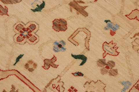 handmade Traditional Kafkaz Tan Blue Hand Knotted RECTANGLE 100% WOOL area rug 9x11
