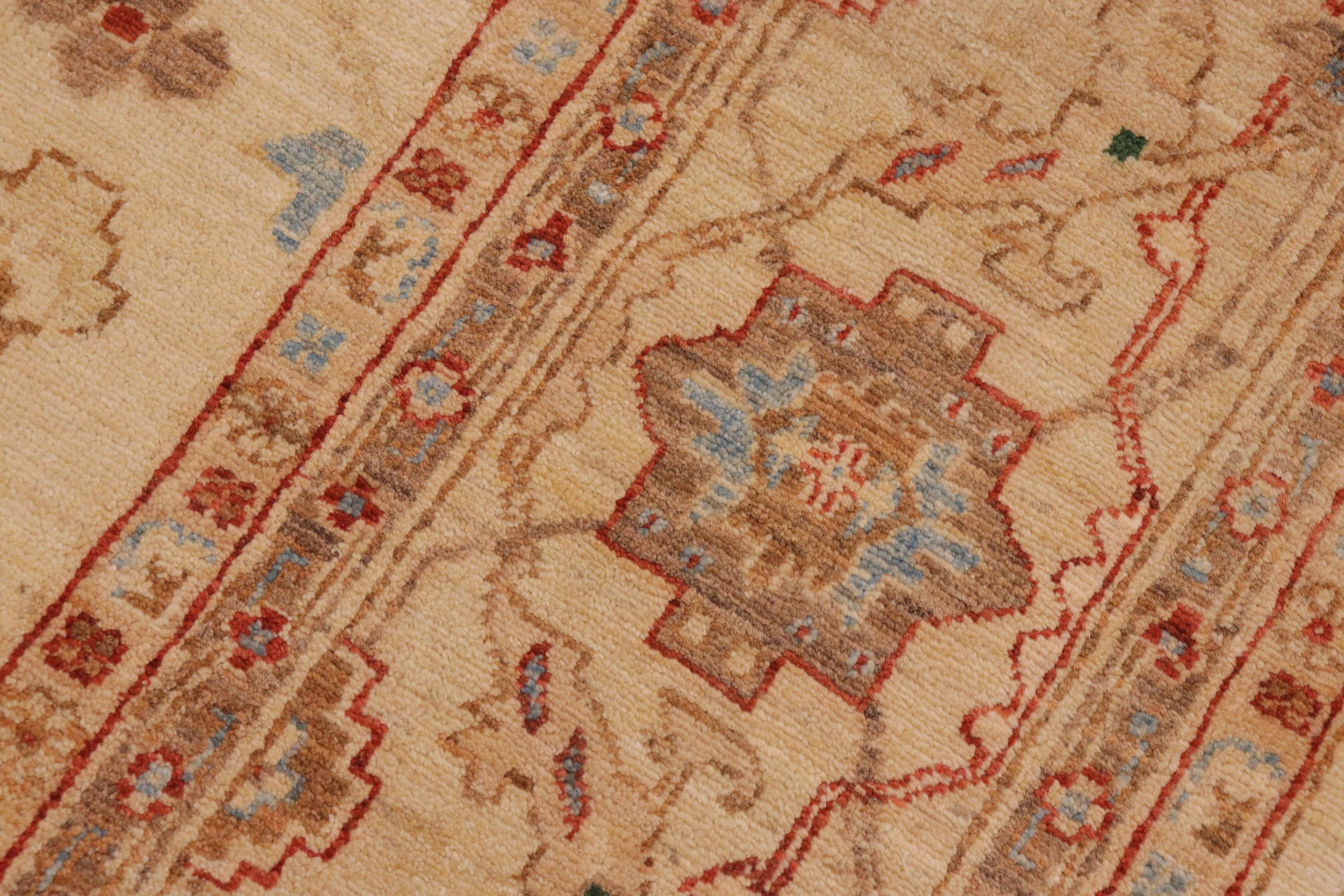 handmade Traditional Kafkaz Tan Blue Hand Knotted RECTANGLE 100% WOOL area rug 9x11