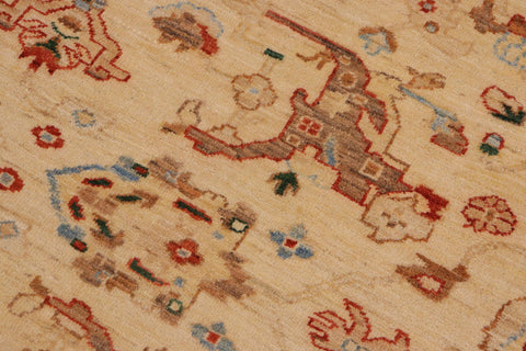 handmade Traditional Kafkaz Tan Blue Hand Knotted RECTANGLE 100% WOOL area rug 9x11