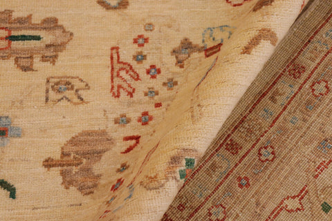 handmade Traditional Kafkaz Tan Blue Hand Knotted RECTANGLE 100% WOOL area rug 9x11