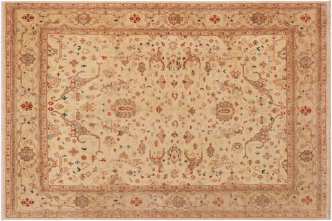 handmade Traditional Kafkaz Tan Blue Hand Knotted RECTANGLE 100% WOOL area rug 9x11