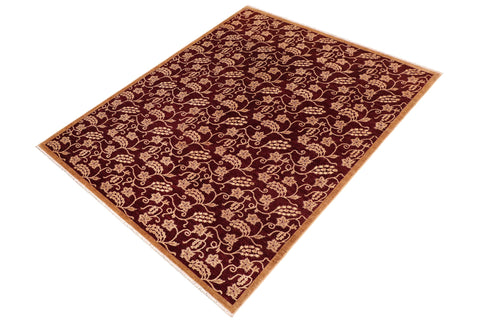 handmade Modern Kafkaz Red Tan Hand Knotted RECTANGLE 100% WOOL area rug 8' x 11'