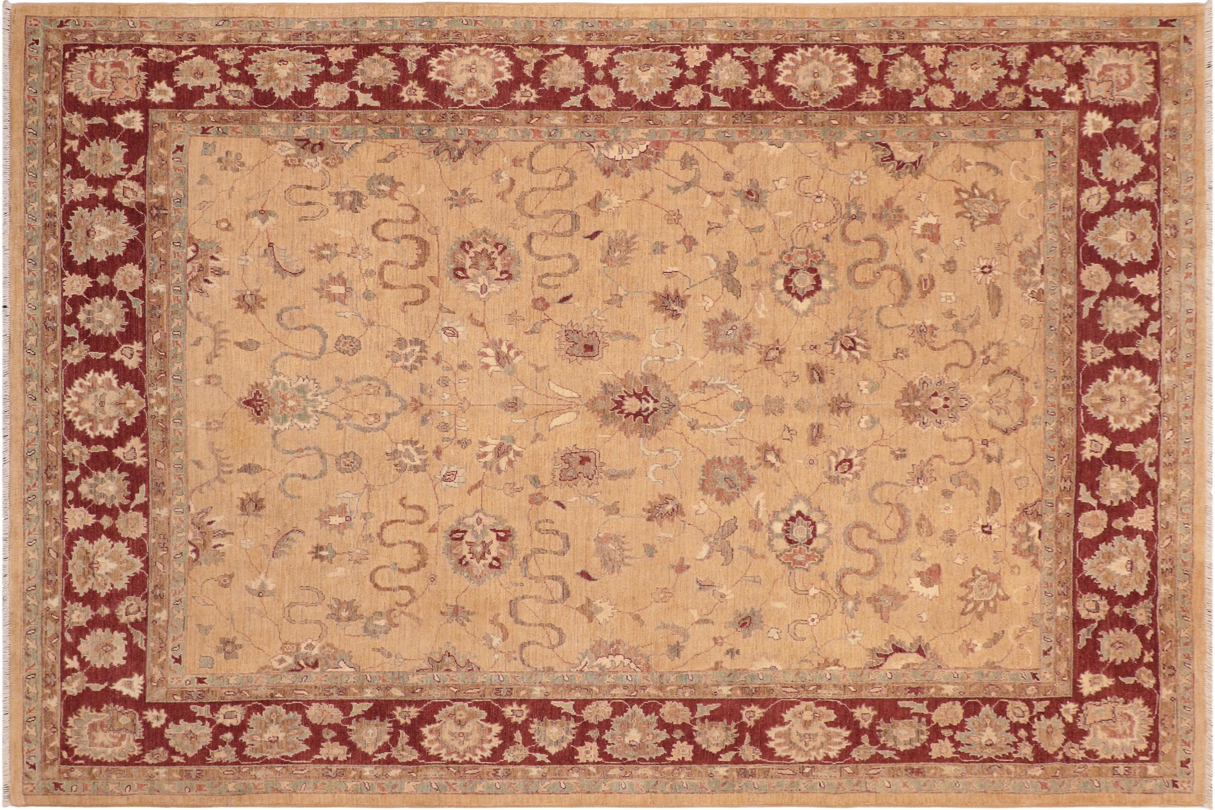 handmade Traditional Kafkaz Beige Burgundy Hand Knotted RECTANGLE 100% WOOL area rug 8x10