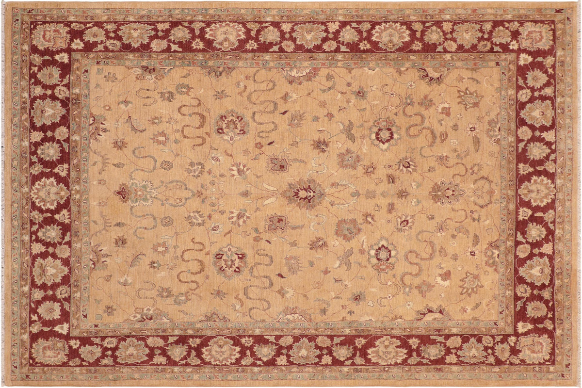 handmade Traditional Kafkaz Beige Burgundy Hand Knotted RECTANGLE 100% WOOL area rug 8x10