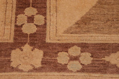 handmade Transitional Kafkaz Brown Tan Hand Knotted RECTANGLE 100% WOOL area rug 8X10