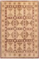 handmade Transitional Kafkaz Brown Tan Hand Knotted RECTANGLE 100% WOOL area rug 8X10