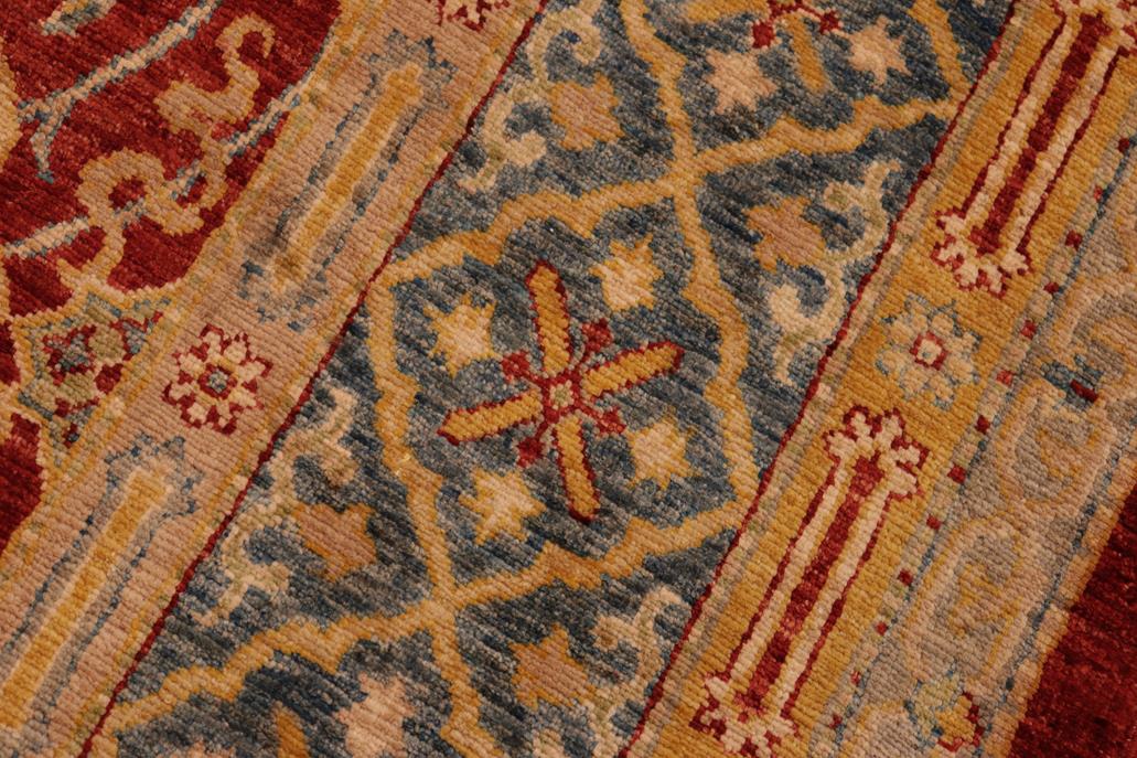 handmade Transitional Kafkaz Rust Blue Hand Knotted RECTANGLE 100% WOOL area rug 8X10