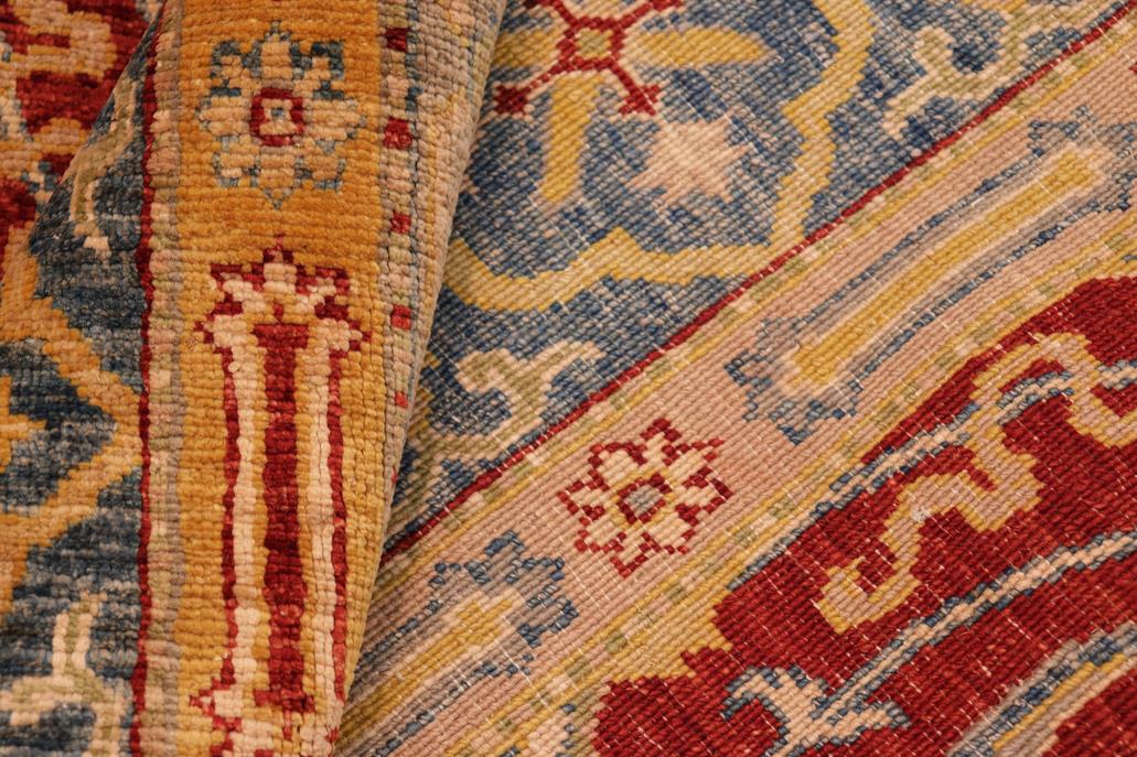 handmade Transitional Kafkaz Rust Blue Hand Knotted RECTANGLE 100% WOOL area rug 8X10