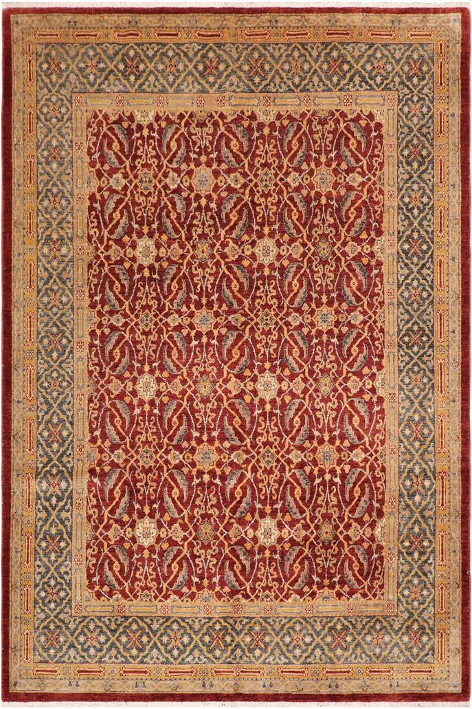 handmade Transitional Kafkaz Rust Blue Hand Knotted RECTANGLE 100% WOOL area rug 8X10