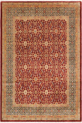 handmade Transitional Kafkaz Rust Blue Hand Knotted RECTANGLE 100% WOOL area rug 8X10