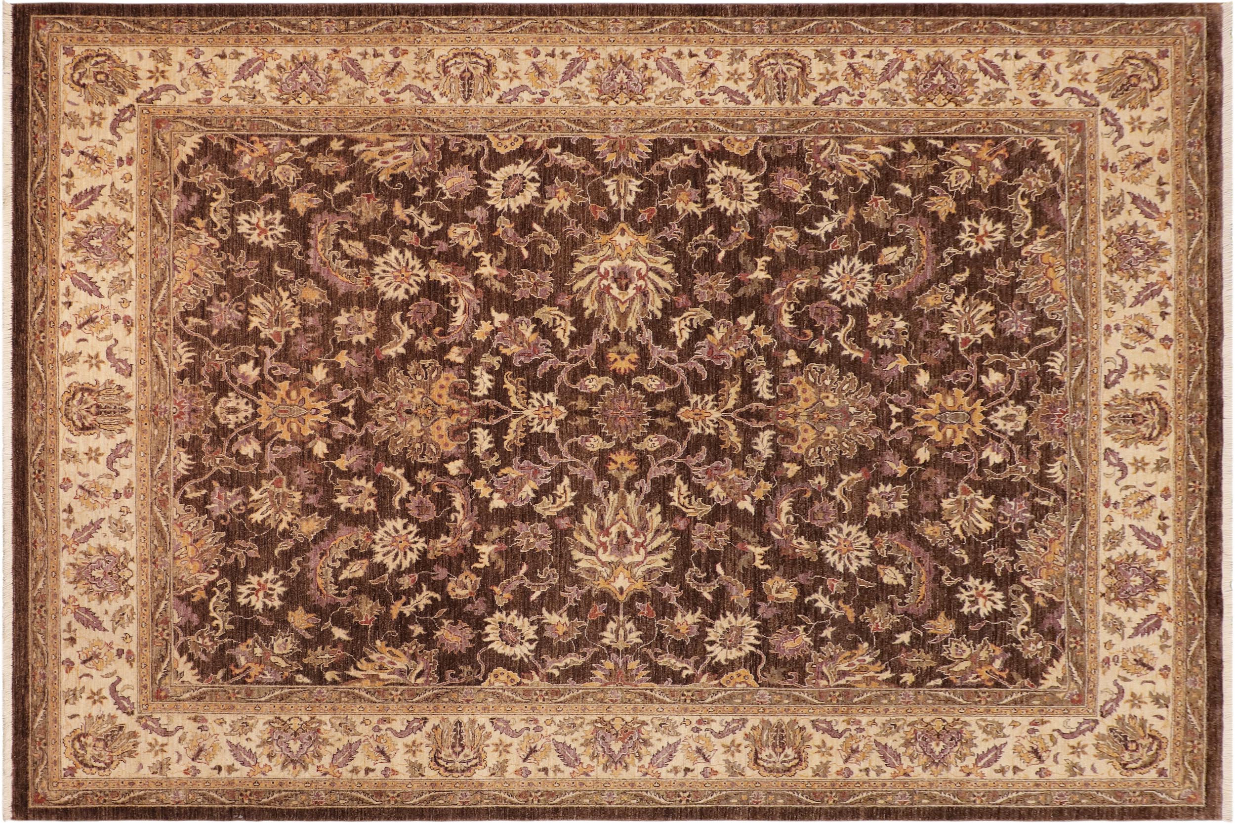 handmade Traditional Kafkaz Brown Beige Hand Knotted RECTANGLE 100% WOOL area rug 8x10