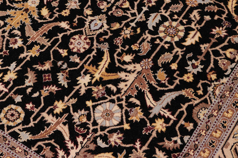 handmade Transitional Kafkaz Black Beige Hand Knotted RECTANGLE 100% WOOL area rug 8x10