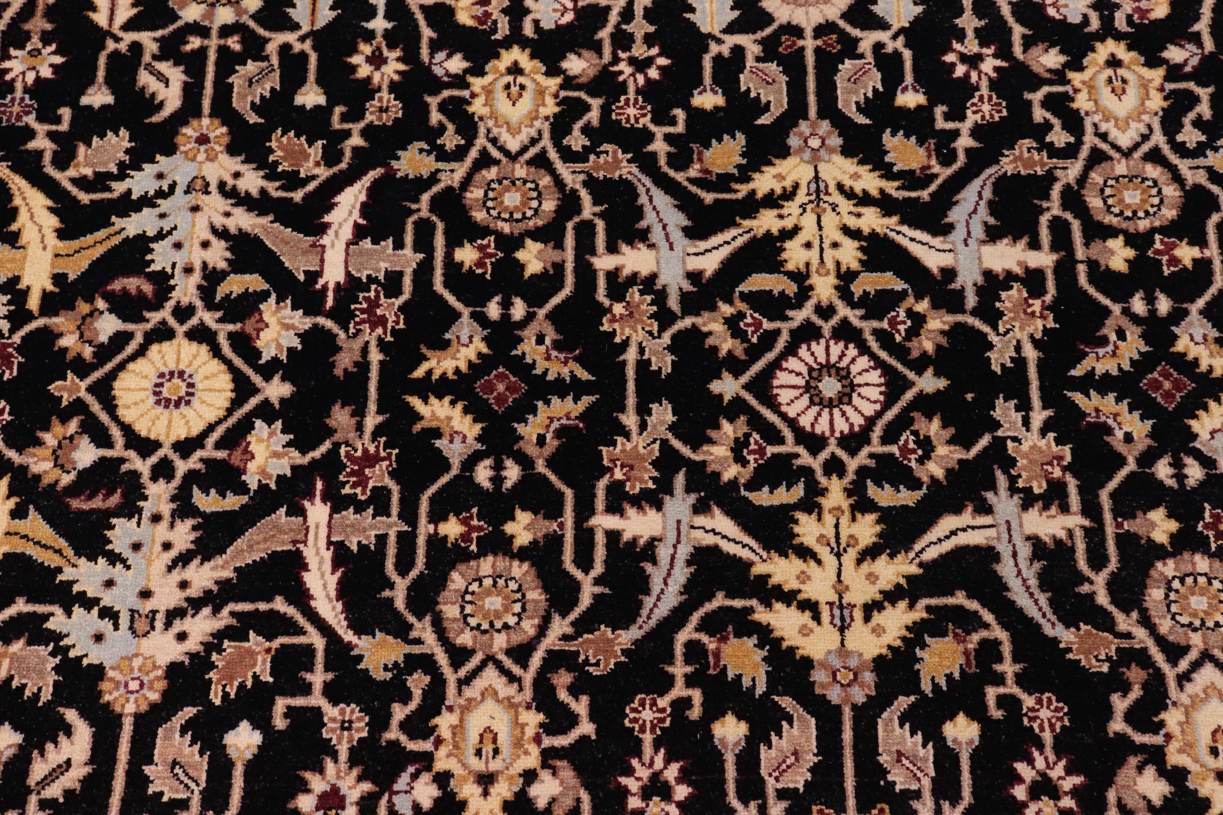 handmade Transitional Kafkaz Black Beige Hand Knotted RECTANGLE 100% WOOL area rug 8x10